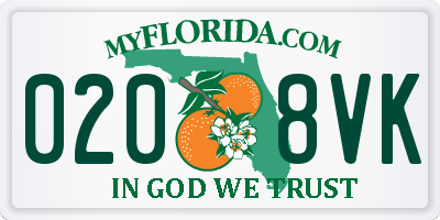 FL license plate 0208VK