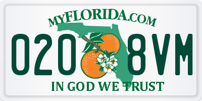 FL license plate 0208VM