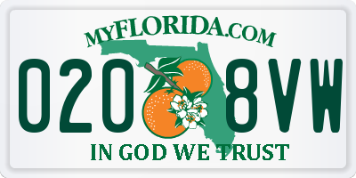FL license plate 0208VW