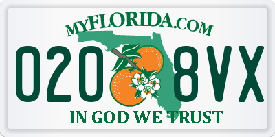 FL license plate 0208VX