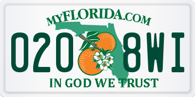 FL license plate 0208WI