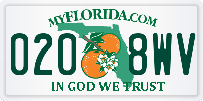 FL license plate 0208WV
