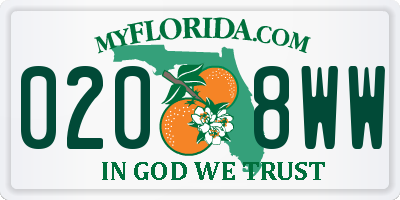 FL license plate 0208WW