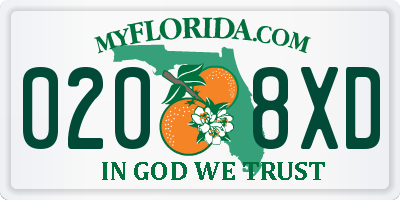FL license plate 0208XD
