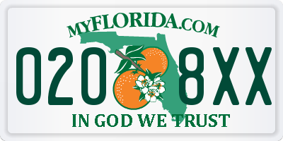 FL license plate 0208XX