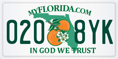 FL license plate 0208YK