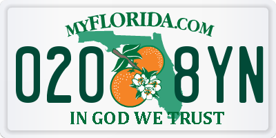 FL license plate 0208YN