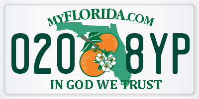 FL license plate 0208YP