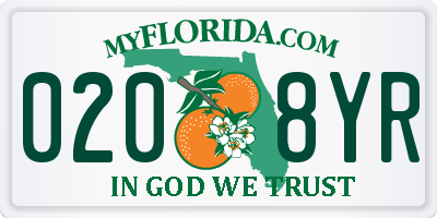 FL license plate 0208YR
