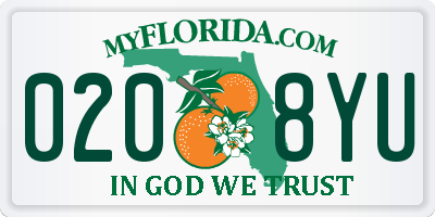 FL license plate 0208YU