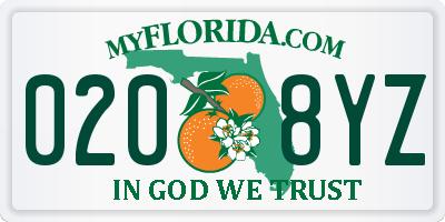 FL license plate 0208YZ