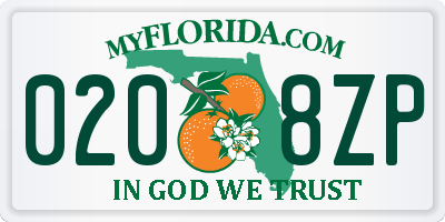 FL license plate 0208ZP