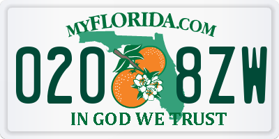 FL license plate 0208ZW