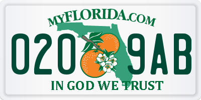 FL license plate 0209AB