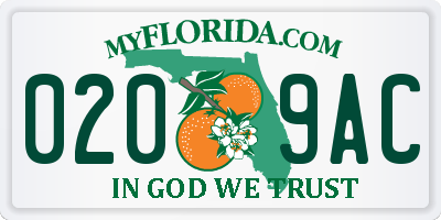 FL license plate 0209AC
