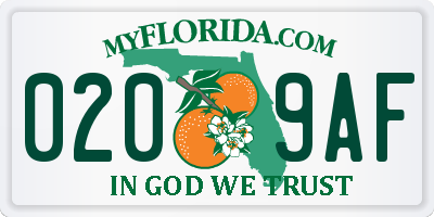 FL license plate 0209AF