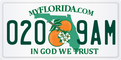FL license plate 0209AM