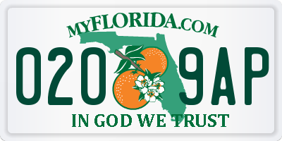 FL license plate 0209AP