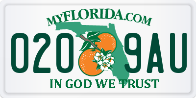 FL license plate 0209AU