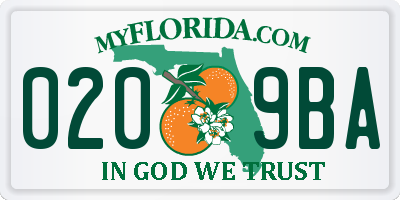 FL license plate 0209BA