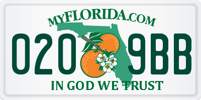 FL license plate 0209BB