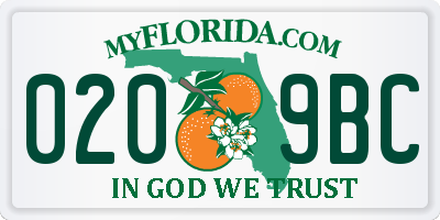 FL license plate 0209BC