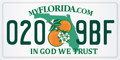 FL license plate 0209BF