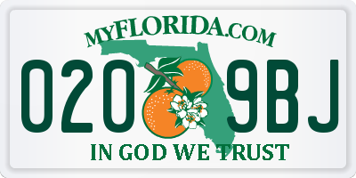 FL license plate 0209BJ