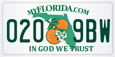 FL license plate 0209BW