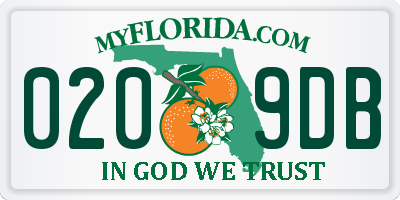 FL license plate 0209DB