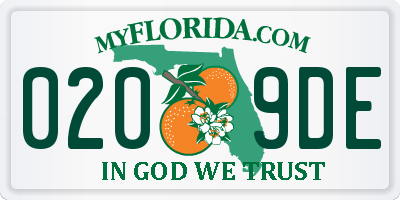 FL license plate 0209DE