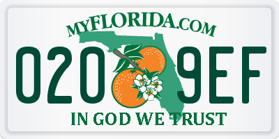 FL license plate 0209EF