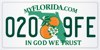 FL license plate 0209FE