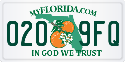 FL license plate 0209FQ