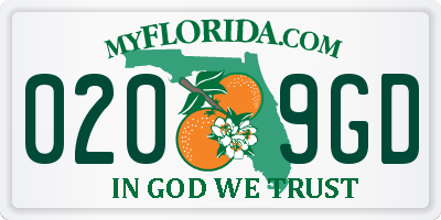 FL license plate 0209GD
