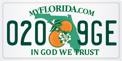 FL license plate 0209GE