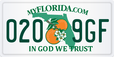 FL license plate 0209GF