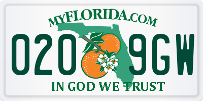 FL license plate 0209GW