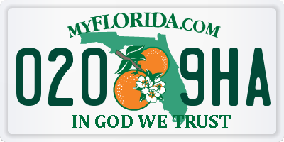 FL license plate 0209HA