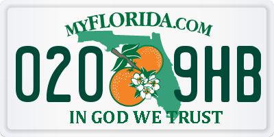 FL license plate 0209HB