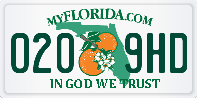 FL license plate 0209HD