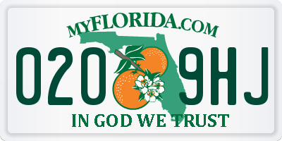FL license plate 0209HJ
