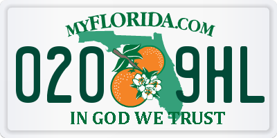 FL license plate 0209HL