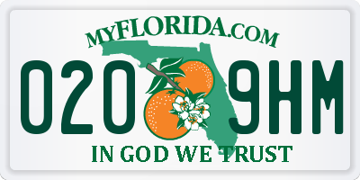 FL license plate 0209HM