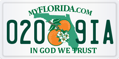 FL license plate 0209IA