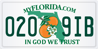 FL license plate 0209IB