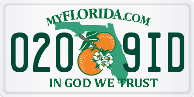 FL license plate 0209ID