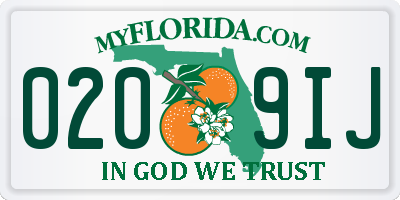 FL license plate 0209IJ