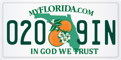 FL license plate 0209IN