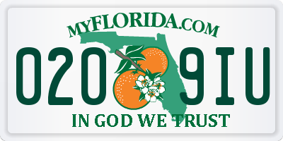 FL license plate 0209IU